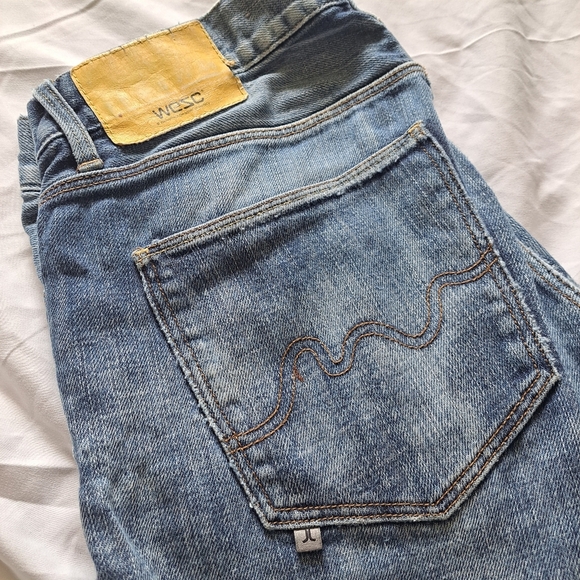 Wesc | Blue acid wash Y2K style mens slim straight leg jean - Picture 4 of 14